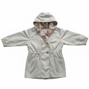 Cyclone Vtg Drawstring Waist Anorak Jacket Floral Lined Sz M 80s 90s Lightweiht